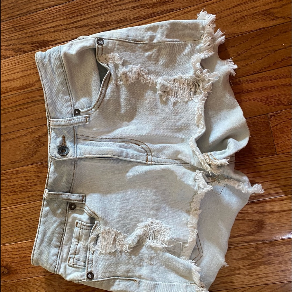 Light washed jean shorts